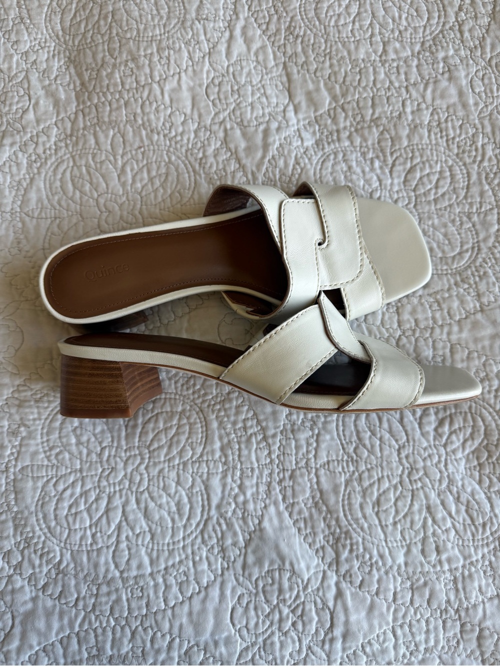 Quince Italian Leather 35mm Block Heel Slide Mule